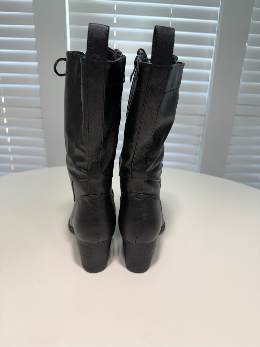 Women’s Black Lace-Up Mid-Calf Boots - Picture 3 of 4